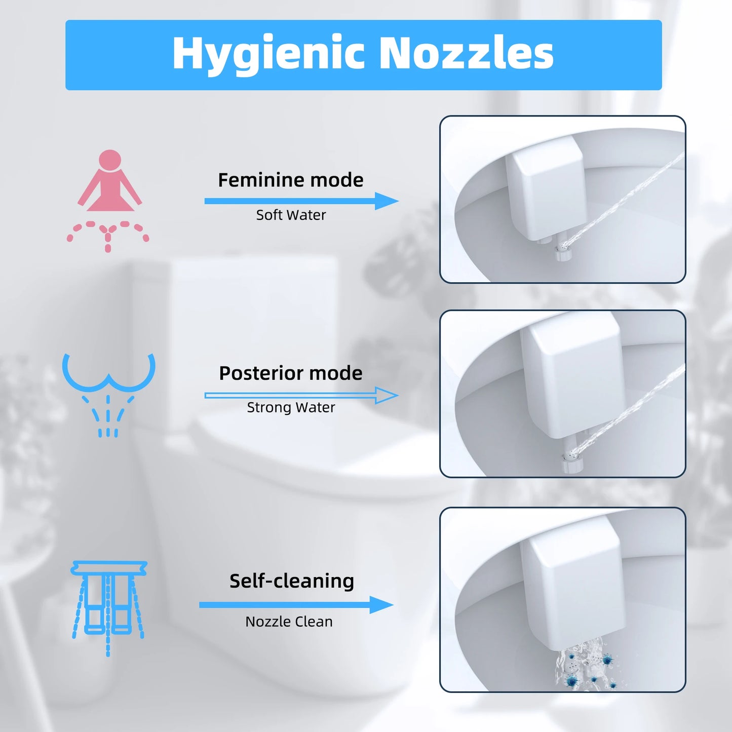 Hibbent Dual Nozzle Bidet Attachment With Adjustable Water Pressure