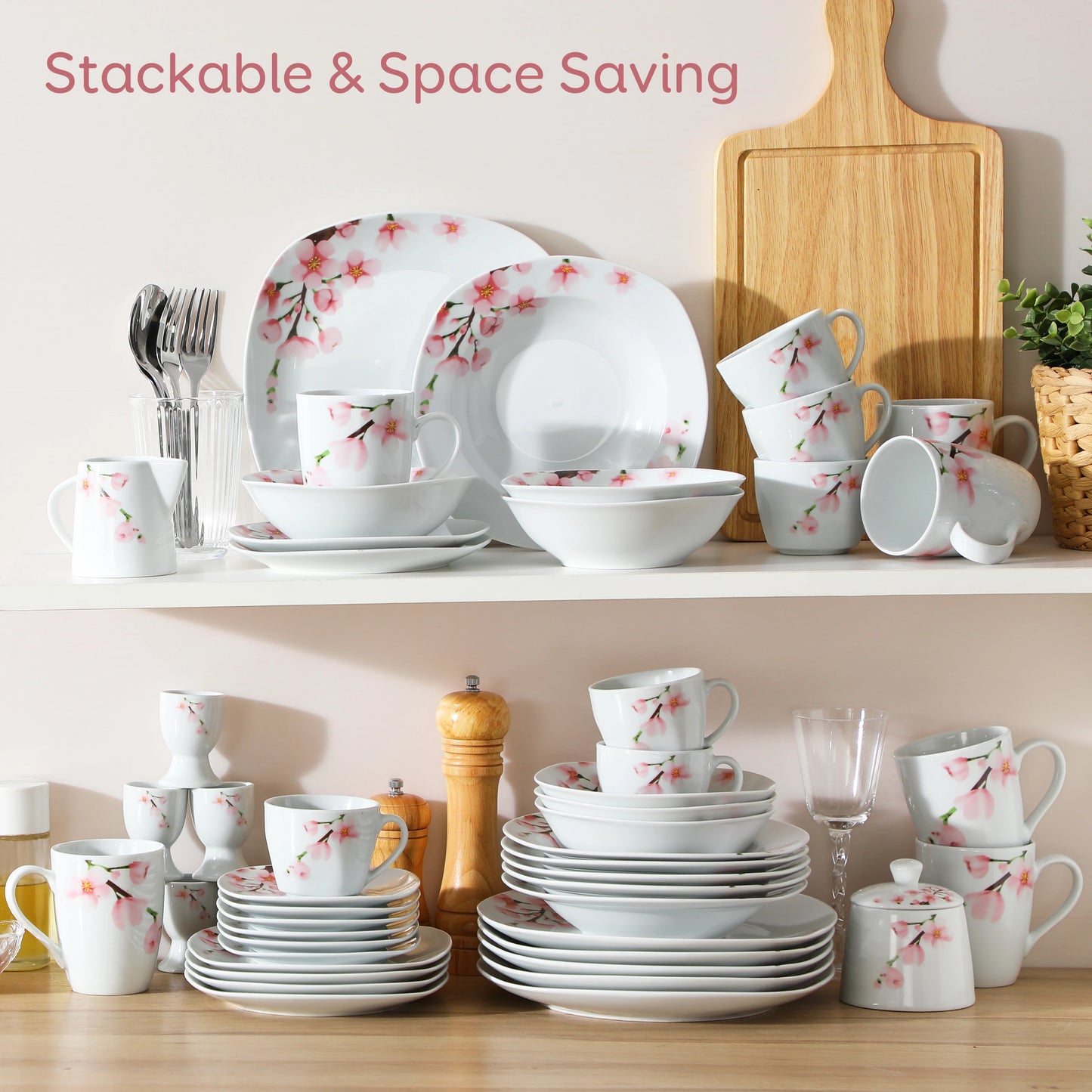 MALACASA Annie Porcelain Dinnerware Set 100 Piece With Egg Cup