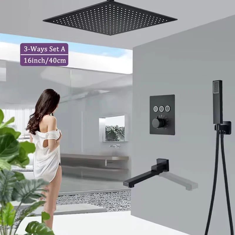 Wanmivezlo LED Brass Rain Shower Head Wall Mounted