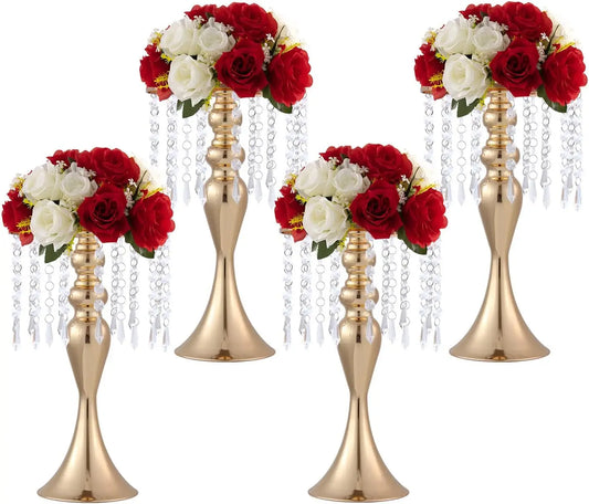 Sleek Metal Trumpet Vases For Wedding Centerpiece Decor