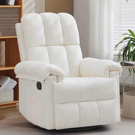 Manual Swivel Rocking Recliner Chair With Chenille Upholstery