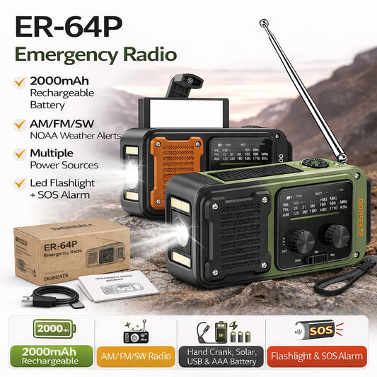 Rechargeable Emergency Radio With Flashlight And USB Power Bank