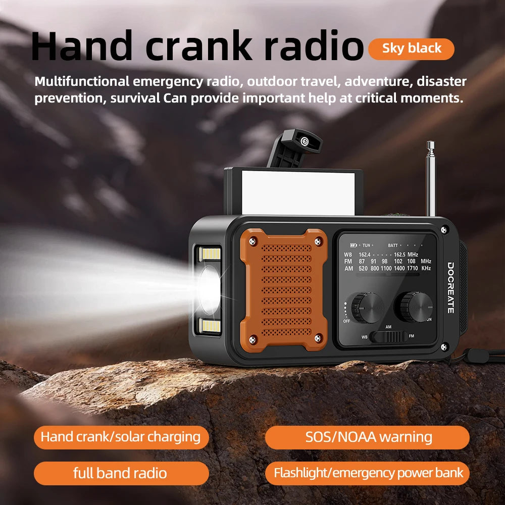 Rechargeable Emergency Radio With Flashlight And USB Power Bank