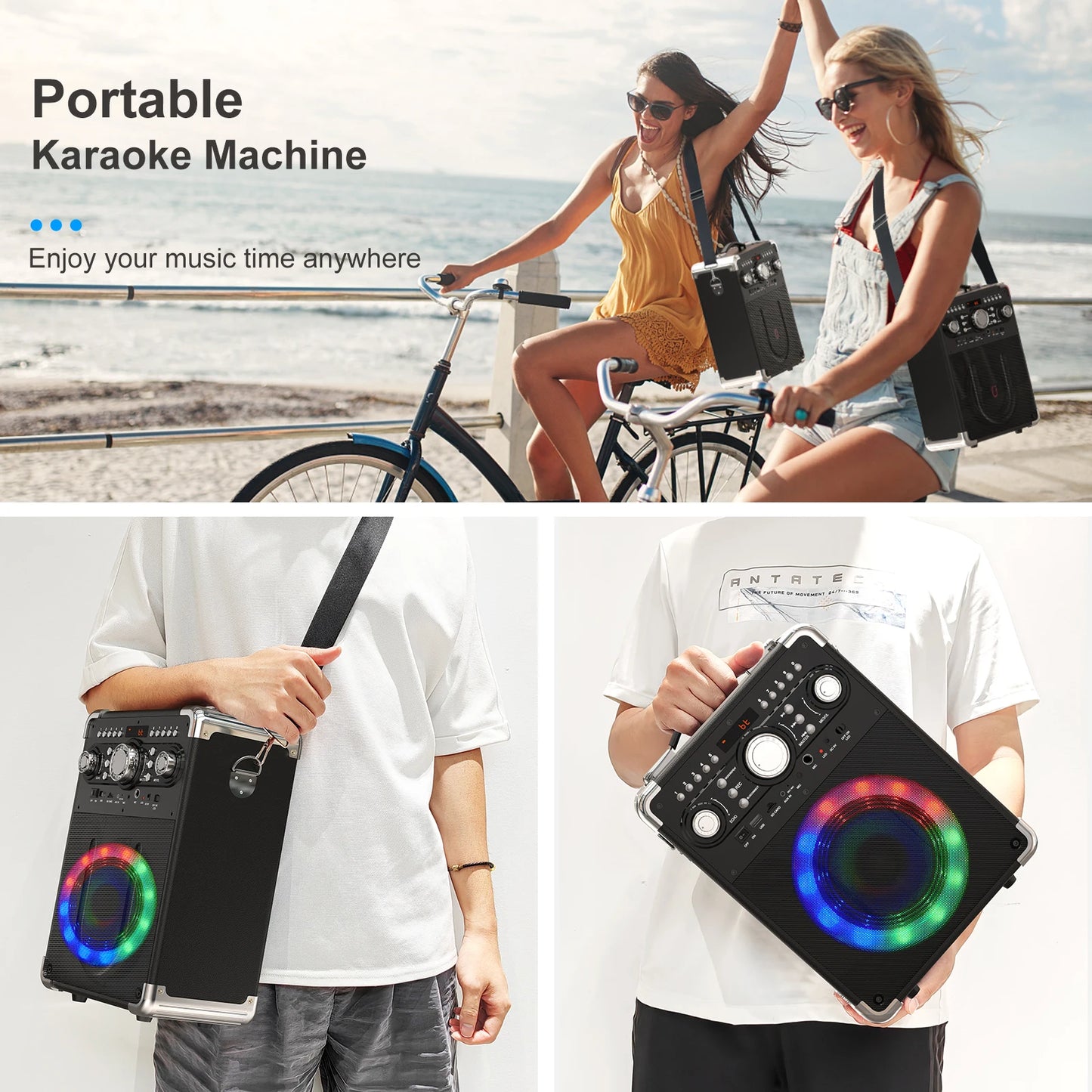 FanFun S8-T Karaoke Speaker With 3 Microphones Portable Bluetooth 5.3