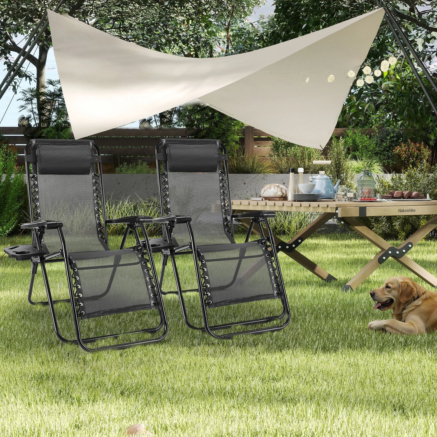 JHK Portable Zero Gravity Recliner Chairs Set Of Two
