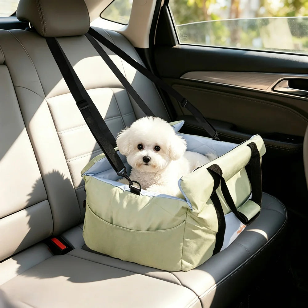 BORWART Portable Dog Car Seat Booster With Safety Belt Pocket