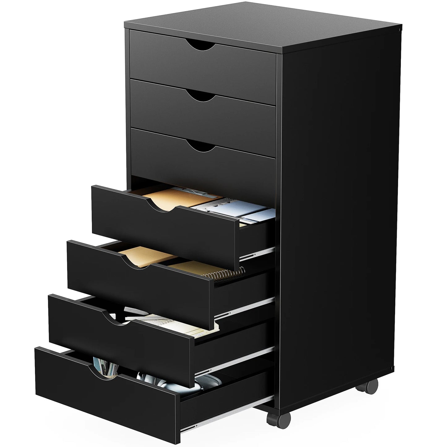 JHK Wooden Chest Dresser On Wheels Storage Cabinet