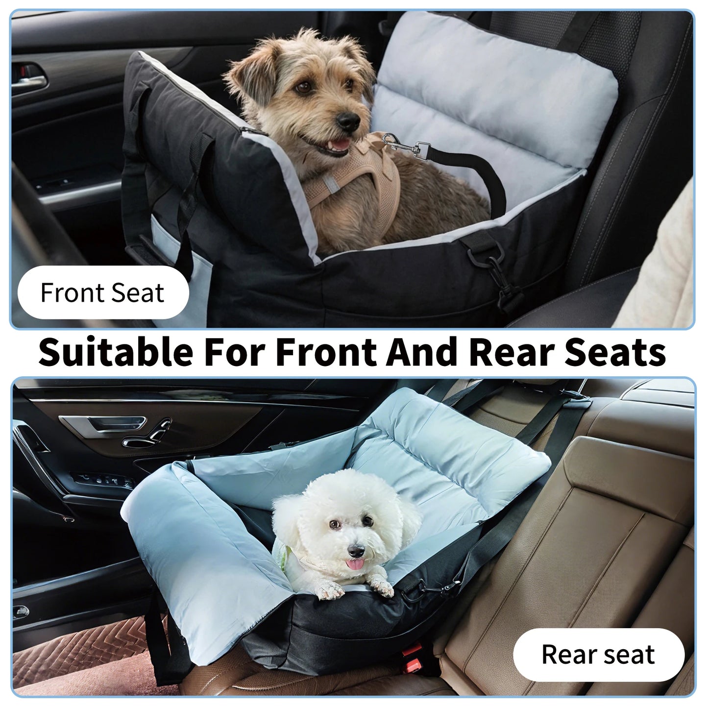 BORWART Portable Dog Car Seat Booster With Safety Belt Pocket