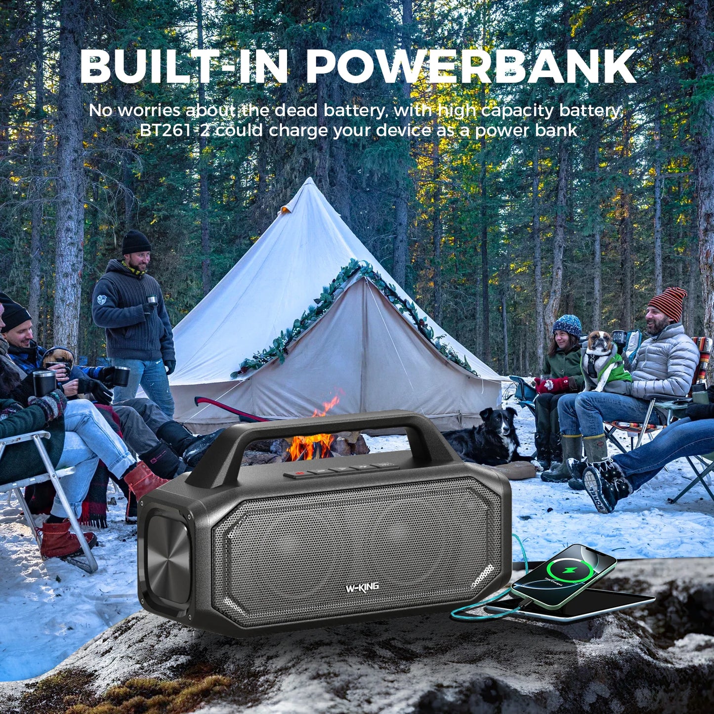 W-Keyng Portable Bluetooth 80W Wireless Speaker With Stereo Bass Boost