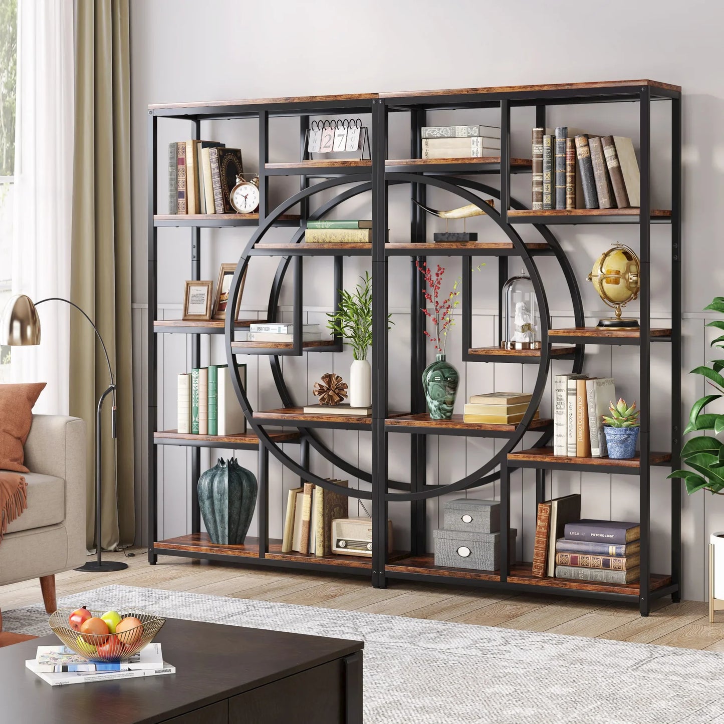 Tribesigns Industrial 5 Tier Etagere Bookshelf Freestanding Storage