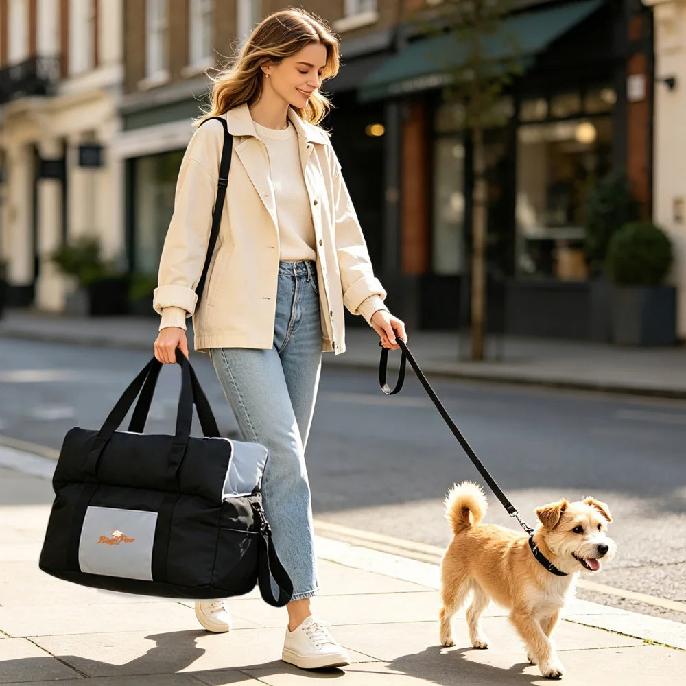 BORWART Portable Dog Car Seat Booster With Safety Belt Pocket