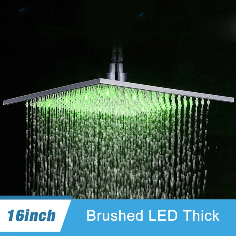 Shinesia LED Rainfall Shower Head Stainless Steel Bathroom Accessory