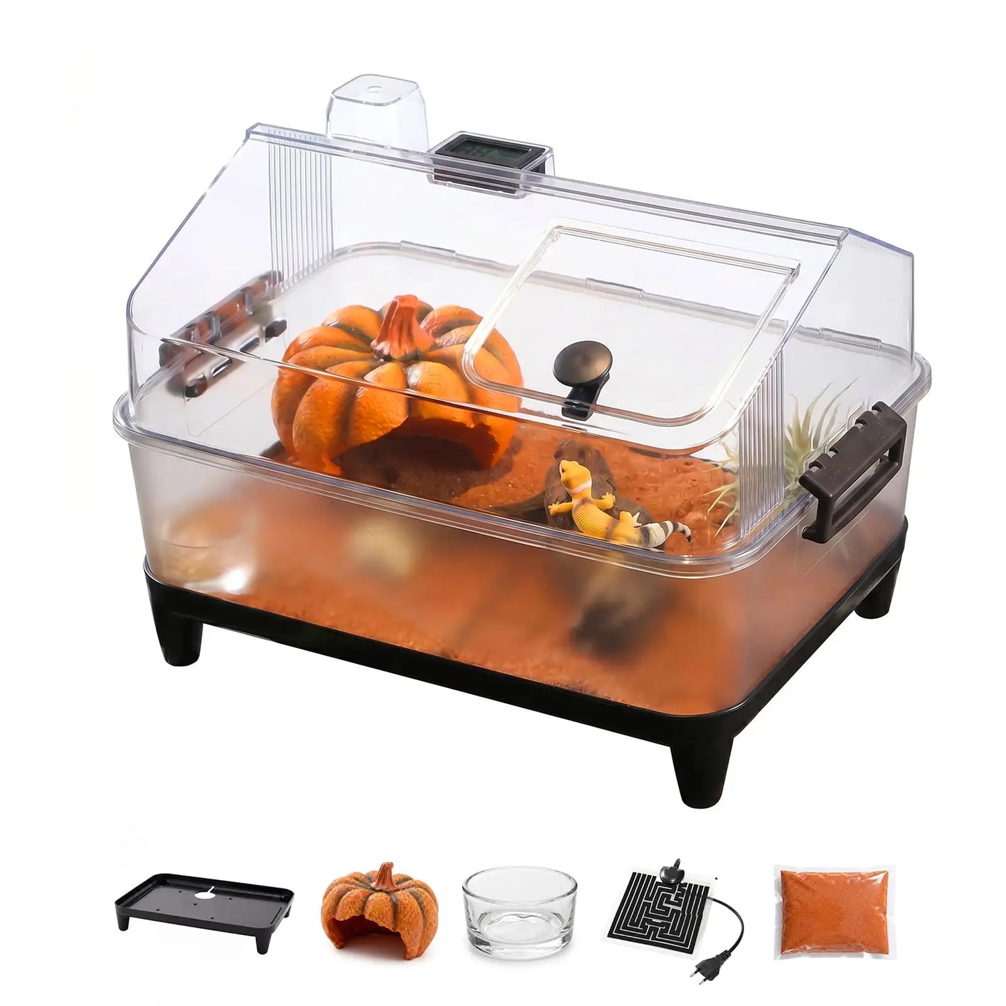 HiMISS Reptile Terrarium Kit With Lid, Acrylic Tank, Heater Pad