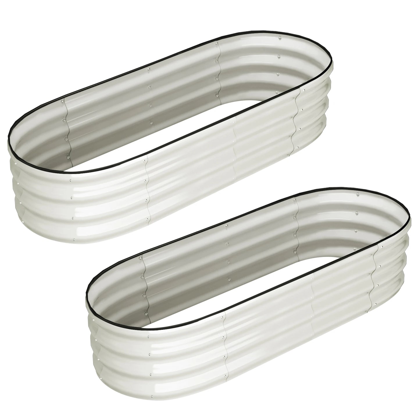 HiMISS Oval Galvanized Raised Garden Beds Set of 2