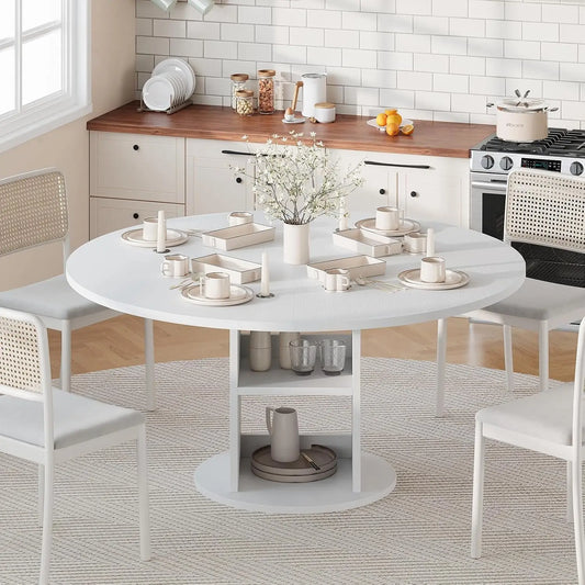 Garvee Round Dining Table Offers Storage Shelf Water-resistant Protection Layer