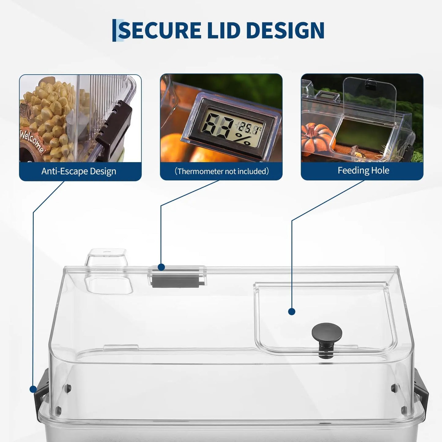 HiMISS Reptile Terrarium Kit With Lid, Acrylic Tank, Heater Pad