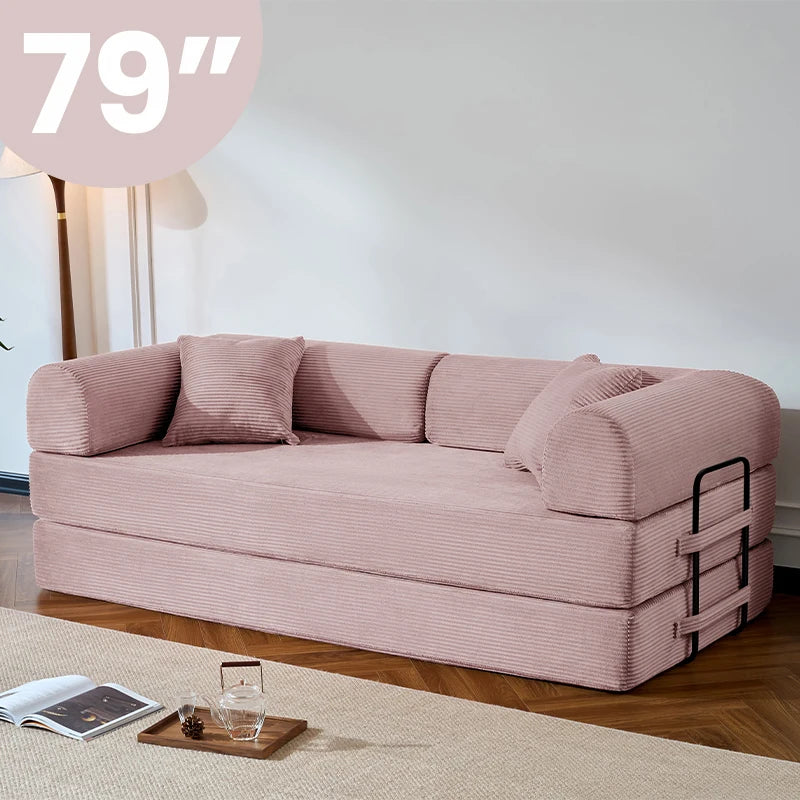 Modern Corduroy Convertible Sofa Bed With Removable Cover
