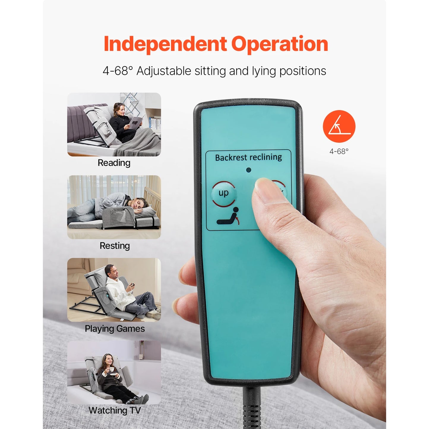 SucceBuy Electric Lifting Backrest For Bed With Guardrail Armrest