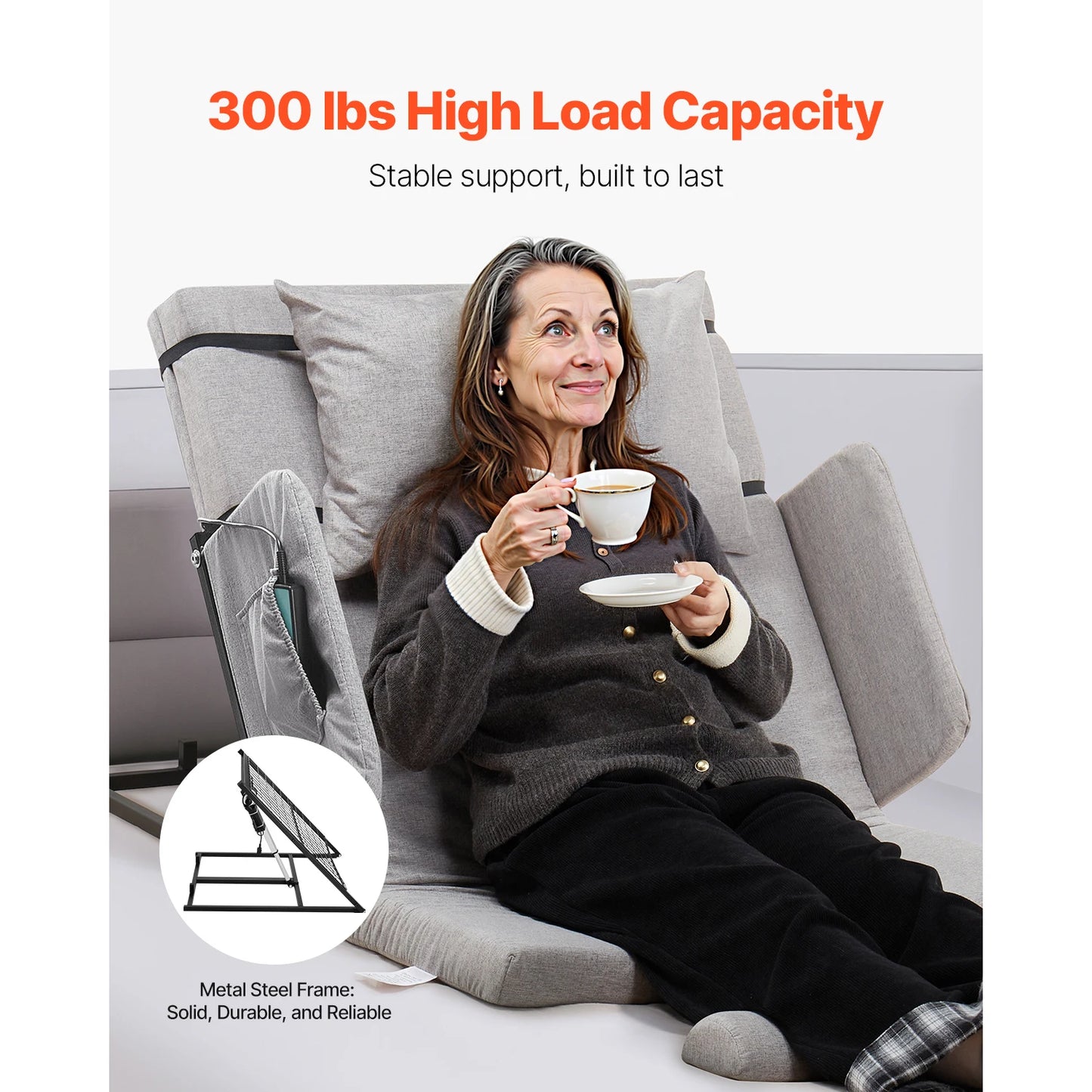 SucceBuy Electric Lifting Backrest For Bed With Guardrail Armrest