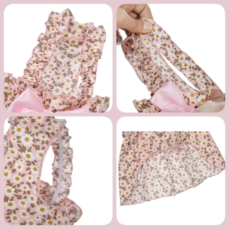Floral Print Pet Dress Skirt For Dogs Romantic Style
