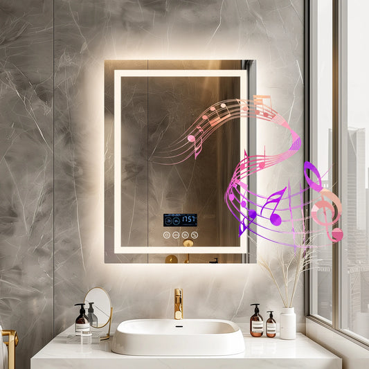 Wisfor Lighted Bathroom Mirror With Bluetooth Speaker And Anti Fog