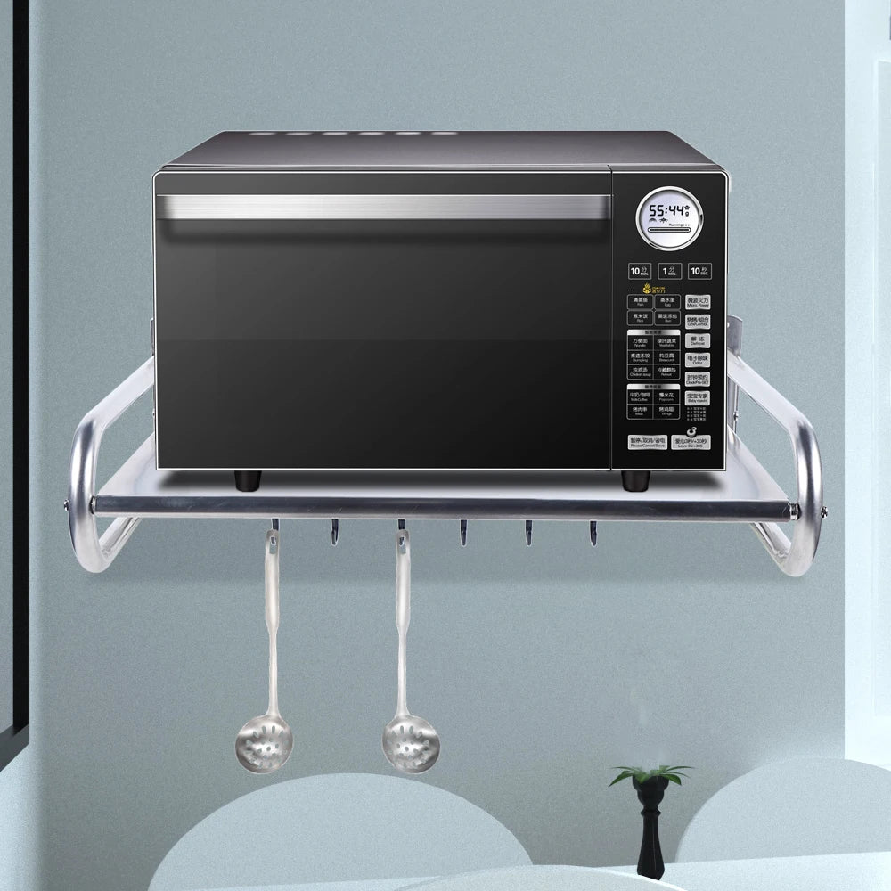 Stainless Steel Microwave Oven Rack Wall Mounted Shelf