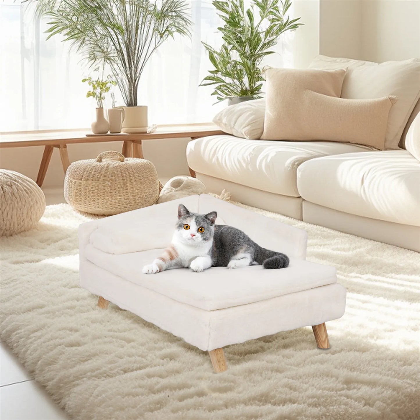BINGOPAW Waterproof Pet Sofa Bed Lounger With Plush Cover