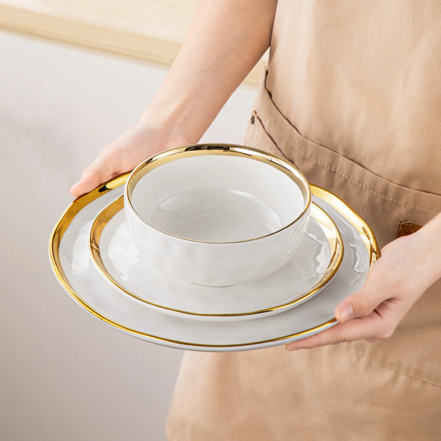 Malacasa Ceramic Dinnerware Set With Plates And Bowls