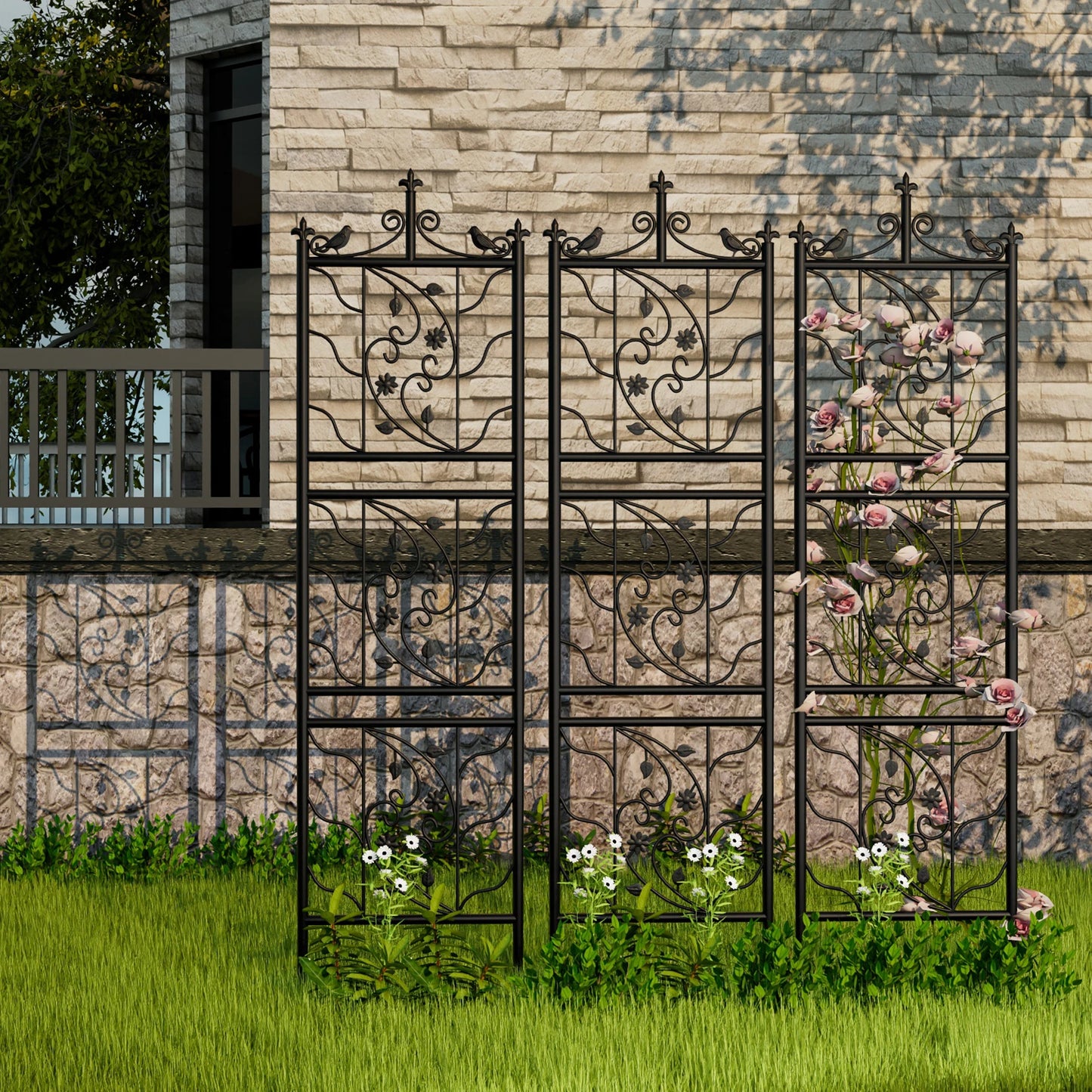 Decorative Garden Trellis Fence Metal Powder Coated For Climbing Plants