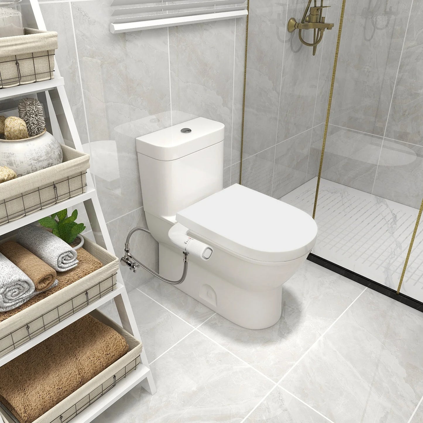 SAMODRA Bidet Non-Electric Toilet Attachment With Dual Nozzles Brass Inlet