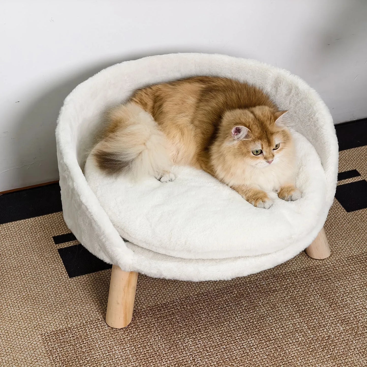 BORWART Ultra Soft Elevated Dog Cat Sofa Bed With Removable Waterproof Cushion