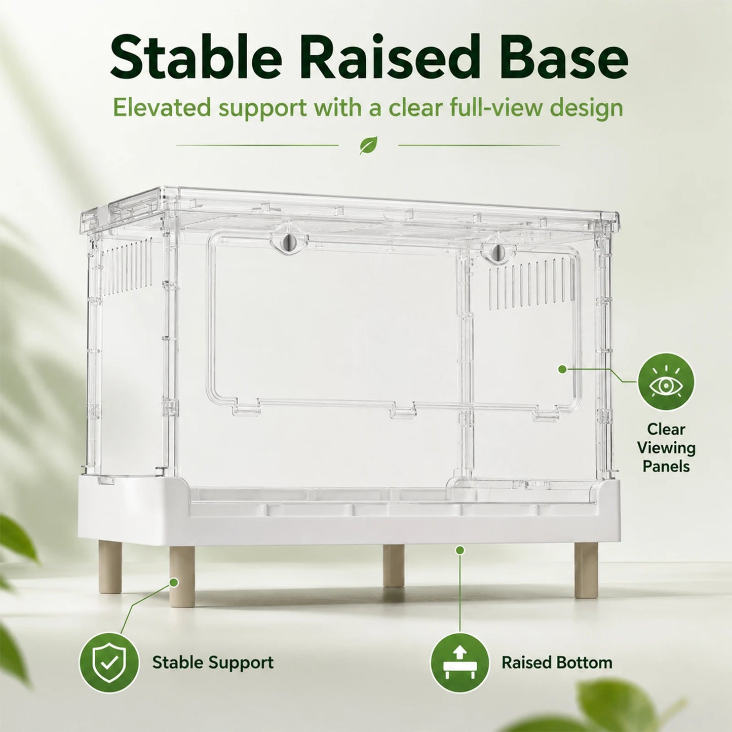 Acrylic Reptile Terrarium With Front Opening Door Clear Ventilation
