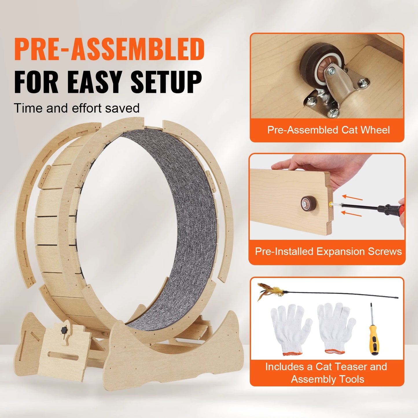 Wooden Cat Exercise Wheel For Indoor Running Treadmill
