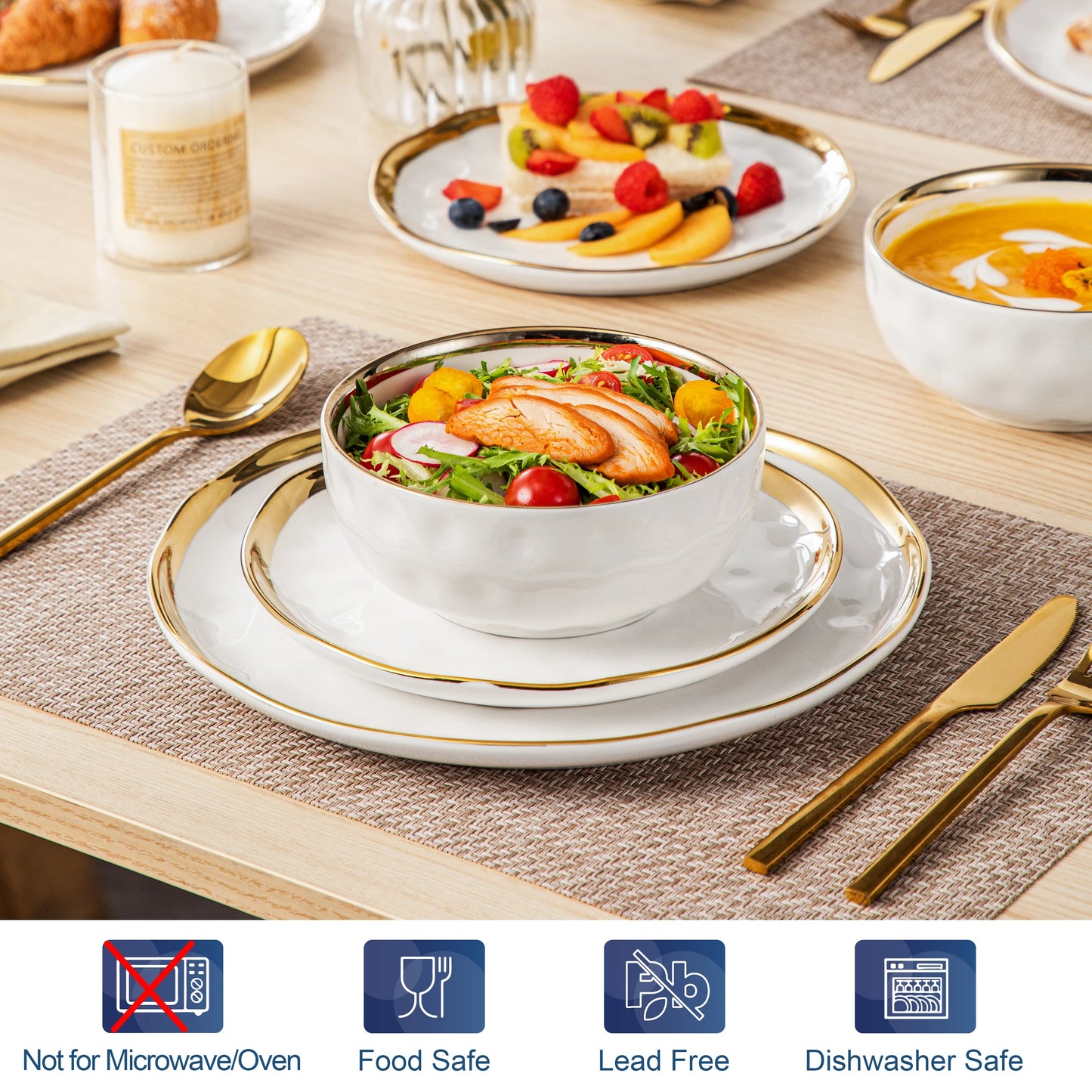 Malacasa Ceramic Dinnerware Set With Plates And Bowls