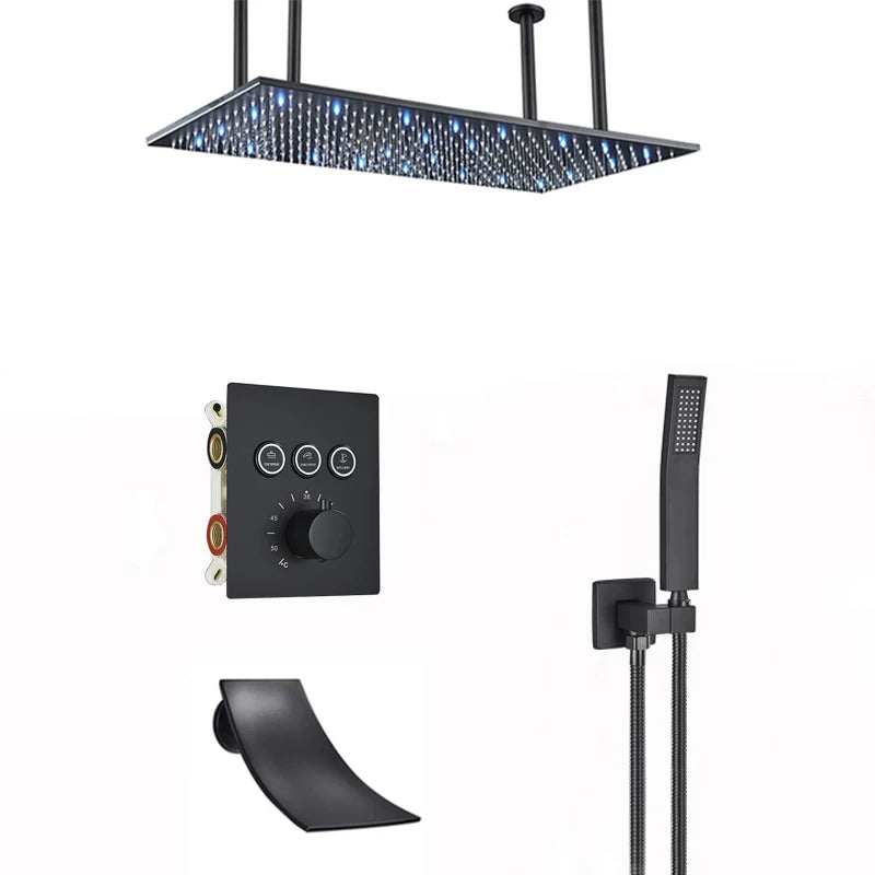 Wanmivezlo LED Brass Rain Shower Head Wall Mounted