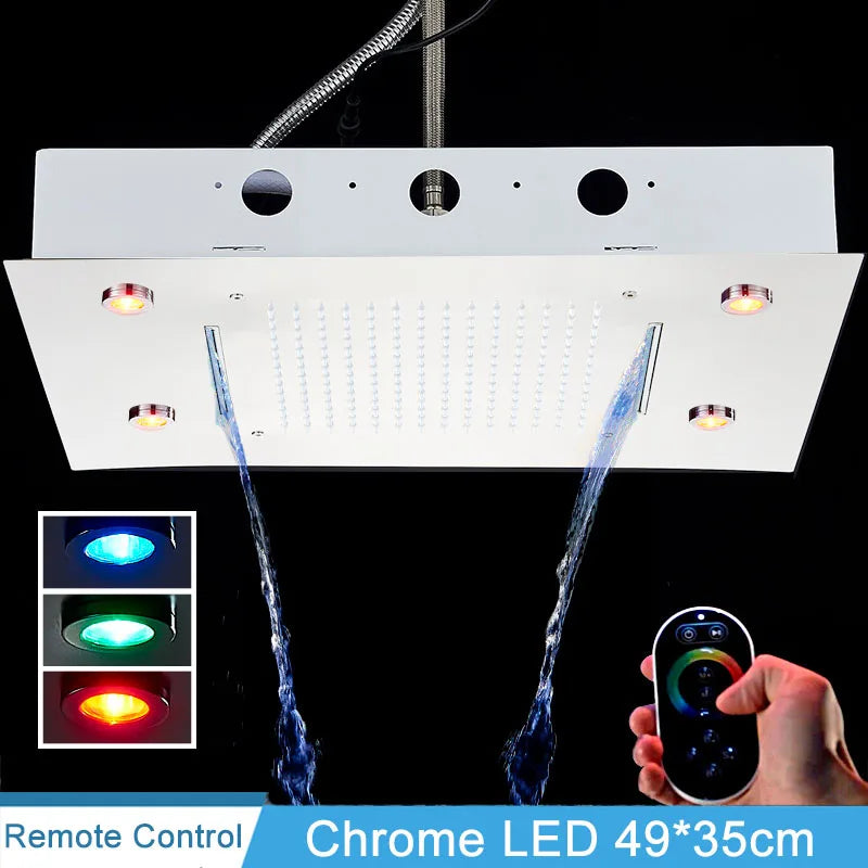 Shinesia LED Rainfall Shower Head Stainless Steel Bathroom Accessory