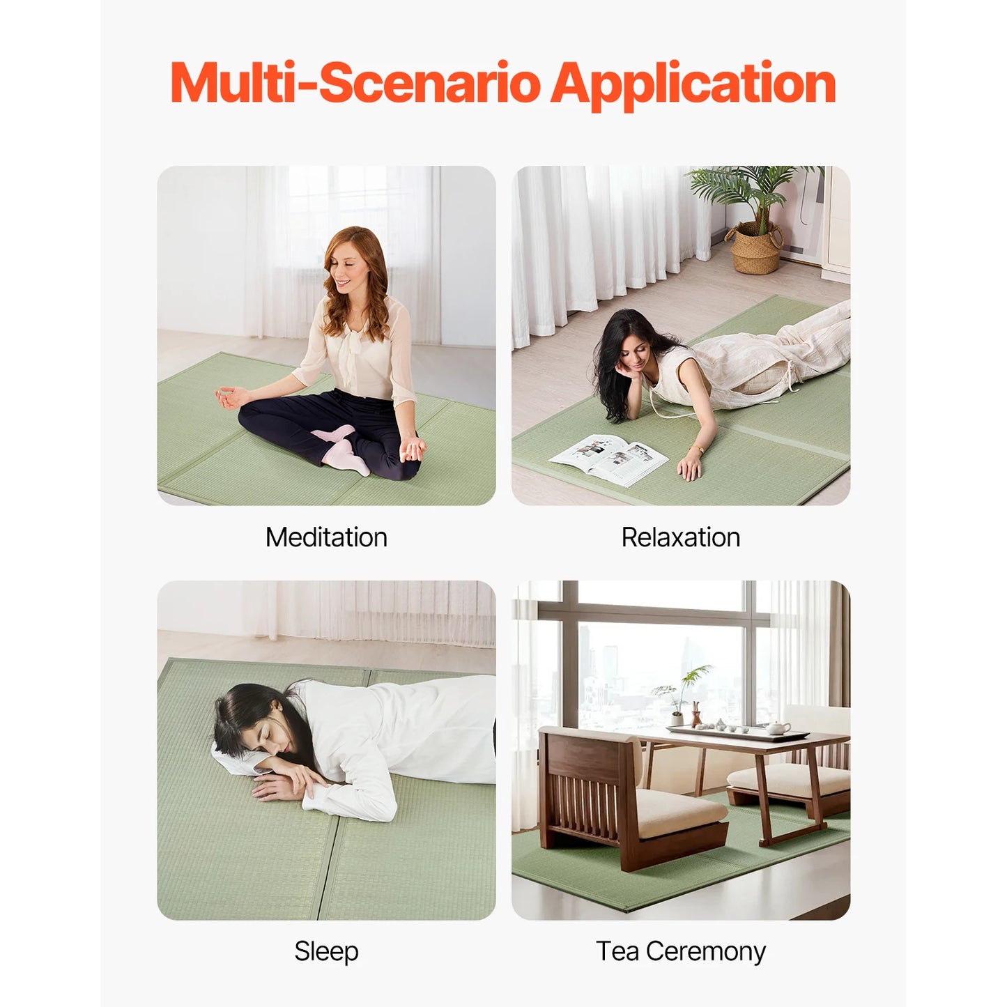 SucceBuy Japanese Tatami Foldable Mattress Natural Rush Grass