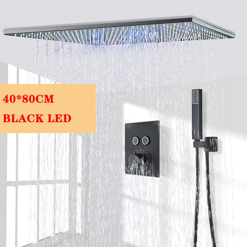 Wanmivezlo LED Brass Rain Shower Head Wall Mounted
