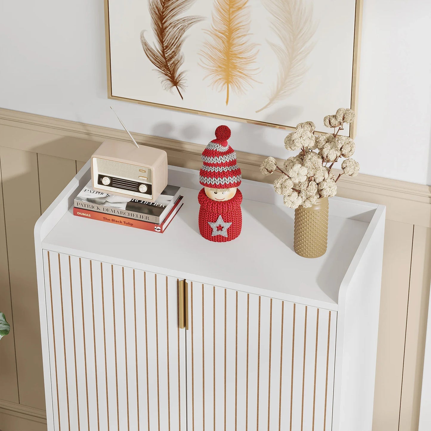 Tribesigns 5 Tier Shoe Cabinet With Doors Wood Storage