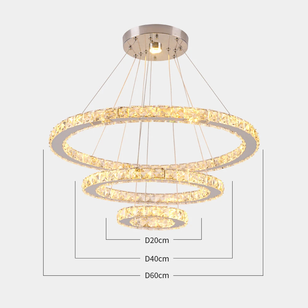 GreeLustr Modern DIY Ring LED Dimmable Crystal Chandelier