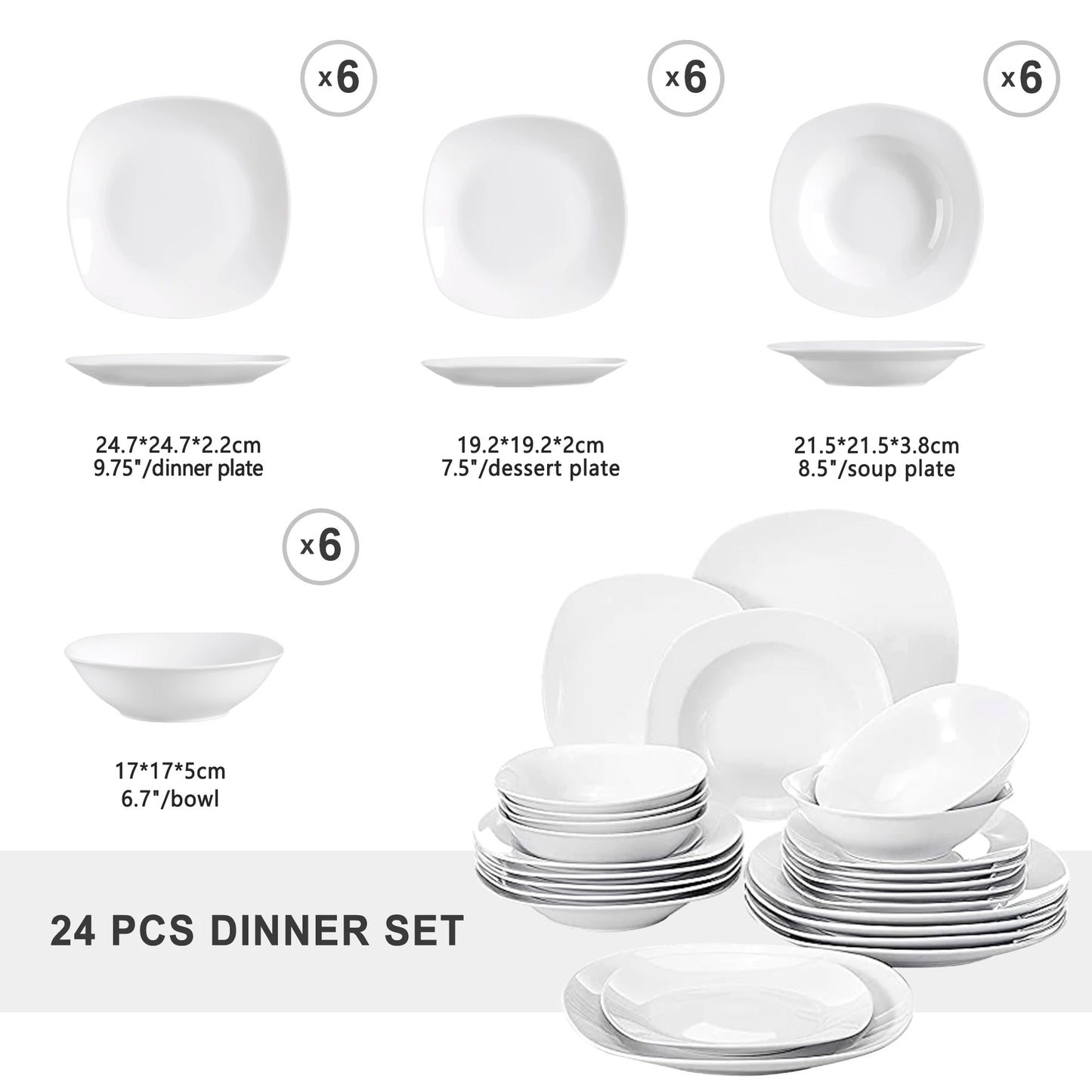 Malacasa Elisa Ceramic Dinnerware Set For Six
