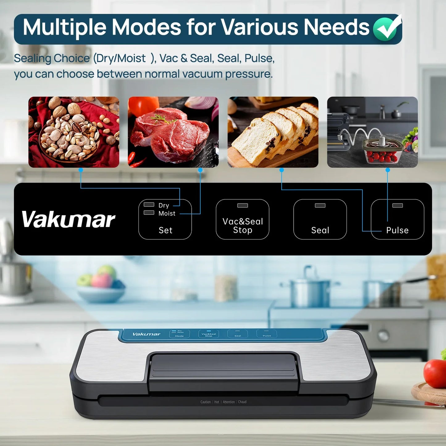 Vakumar Automatic Vacuum Sealer Machine For Sous Vide Household Use