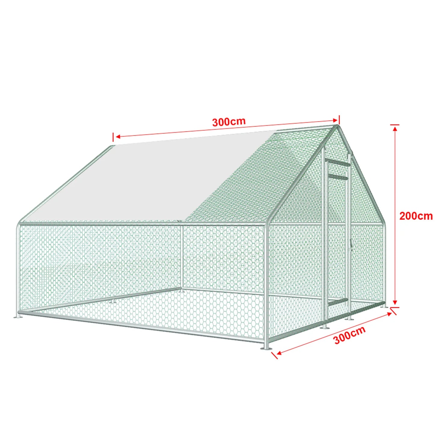 Teousev Large Metal Chicken Coop Walk In Run With Peaked Roof