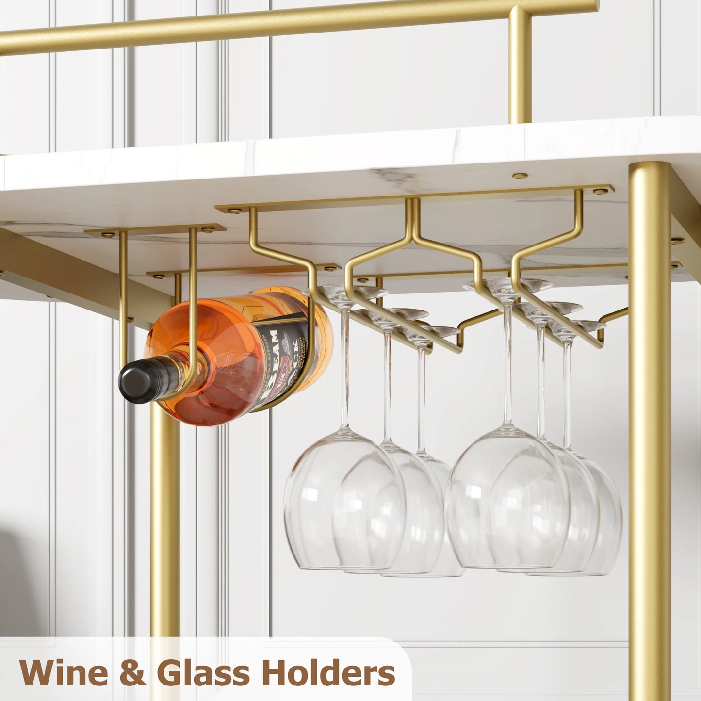 TWISTER.CK Bar Cart With 4 Tier Storage Wine Rack Wheels