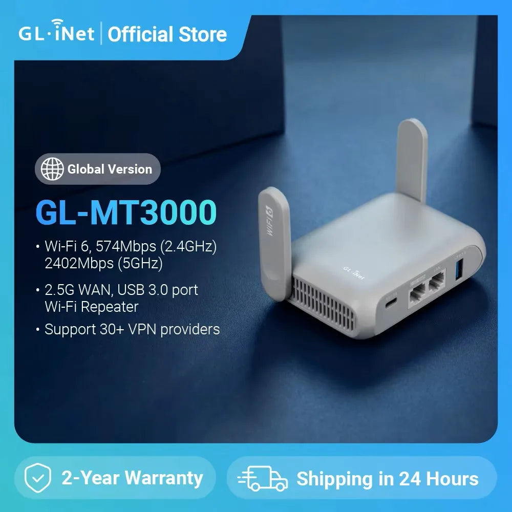 GL.iNet GL-MT3000 Beryl AX Wi-Fi 6 Gigabit Travel Router