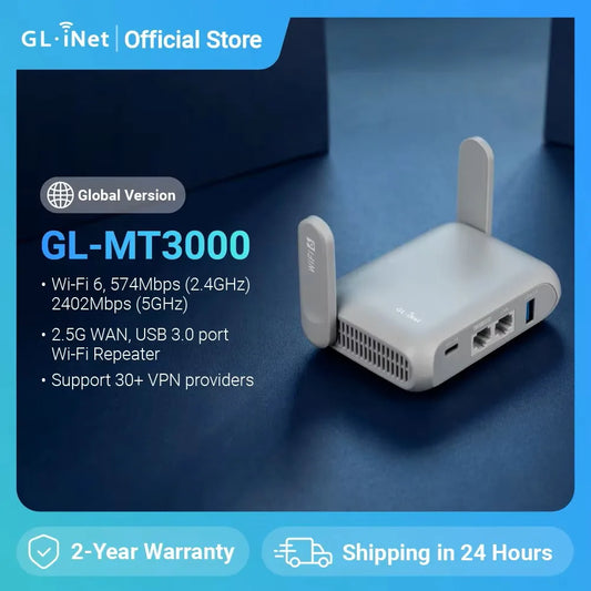 GL.iNet GL-MT3000 Beryl AX Wi-Fi 6 Gigabit Travel Router