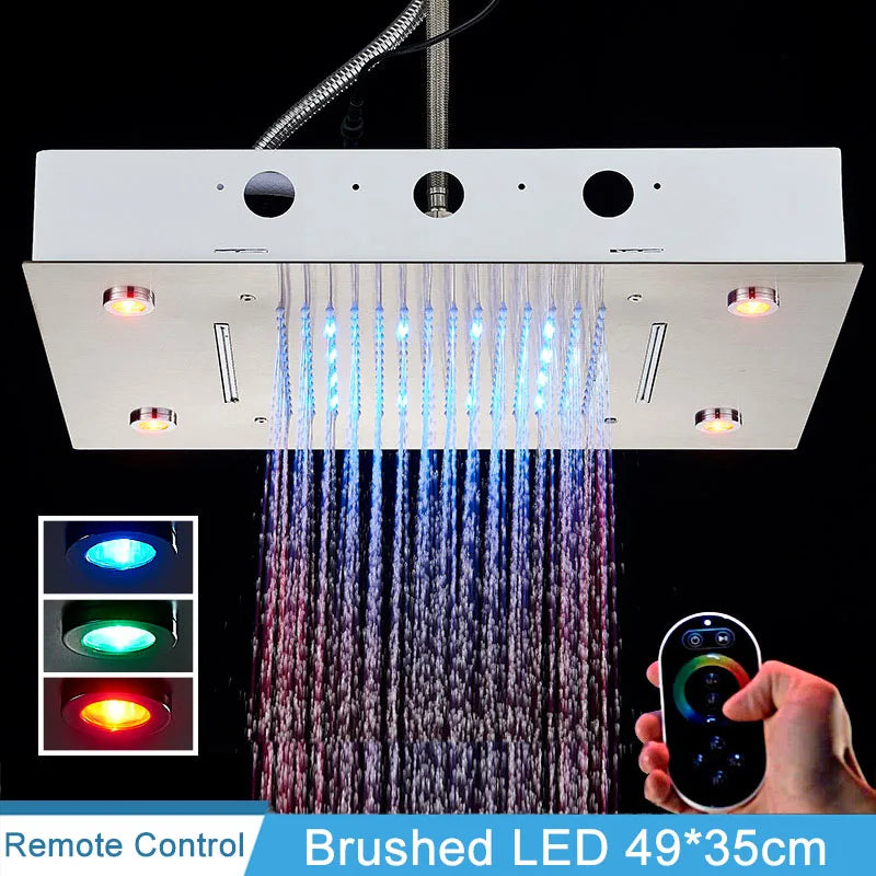 Shinesia LED Rainfall Shower Head Stainless Steel Bathroom Accessory