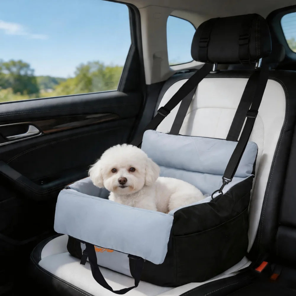 BORWART Portable Dog Car Seat Booster With Safety Belt Pocket