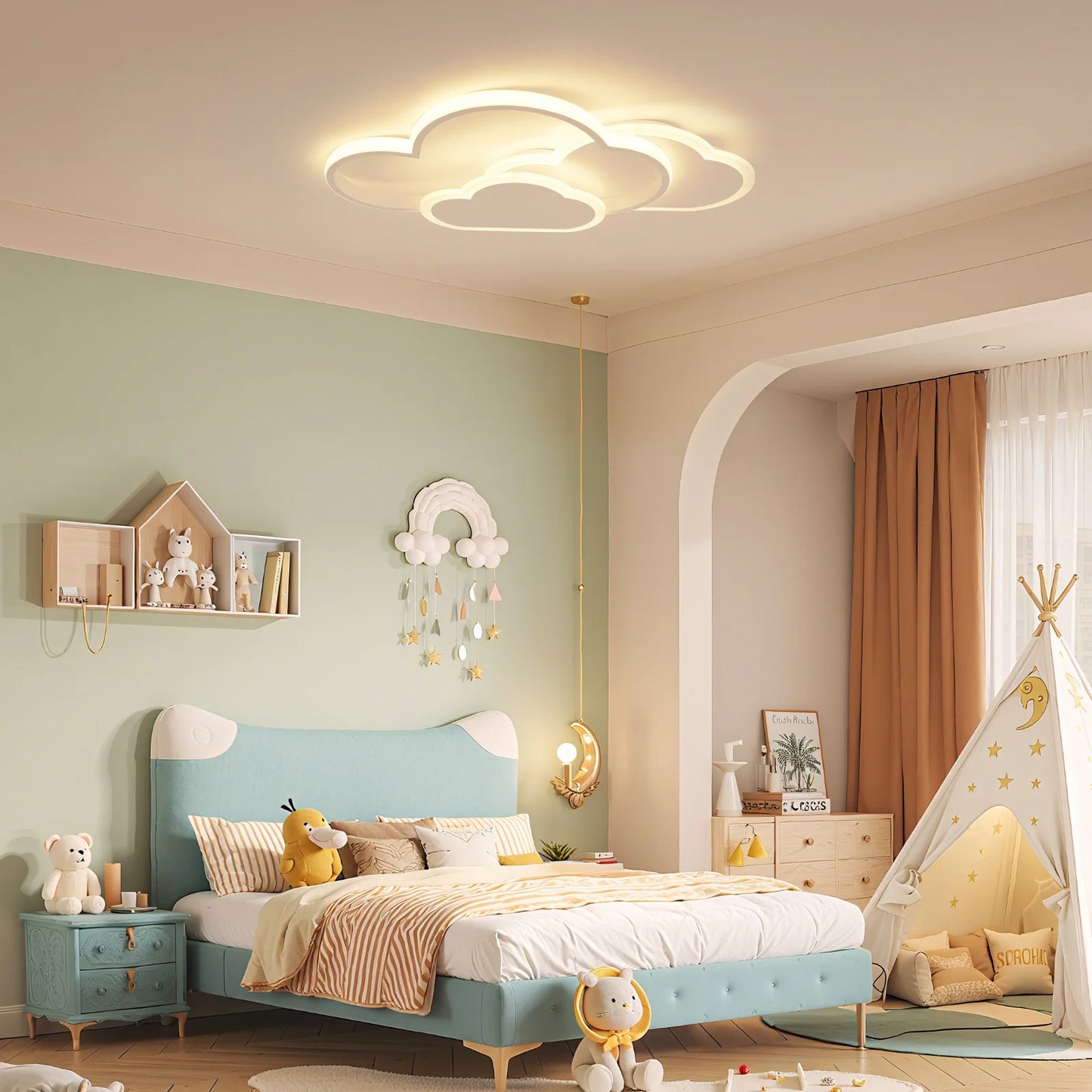 Modern Led Cloud Ceiling Light 42W Chandelier For Bedroom Living Room