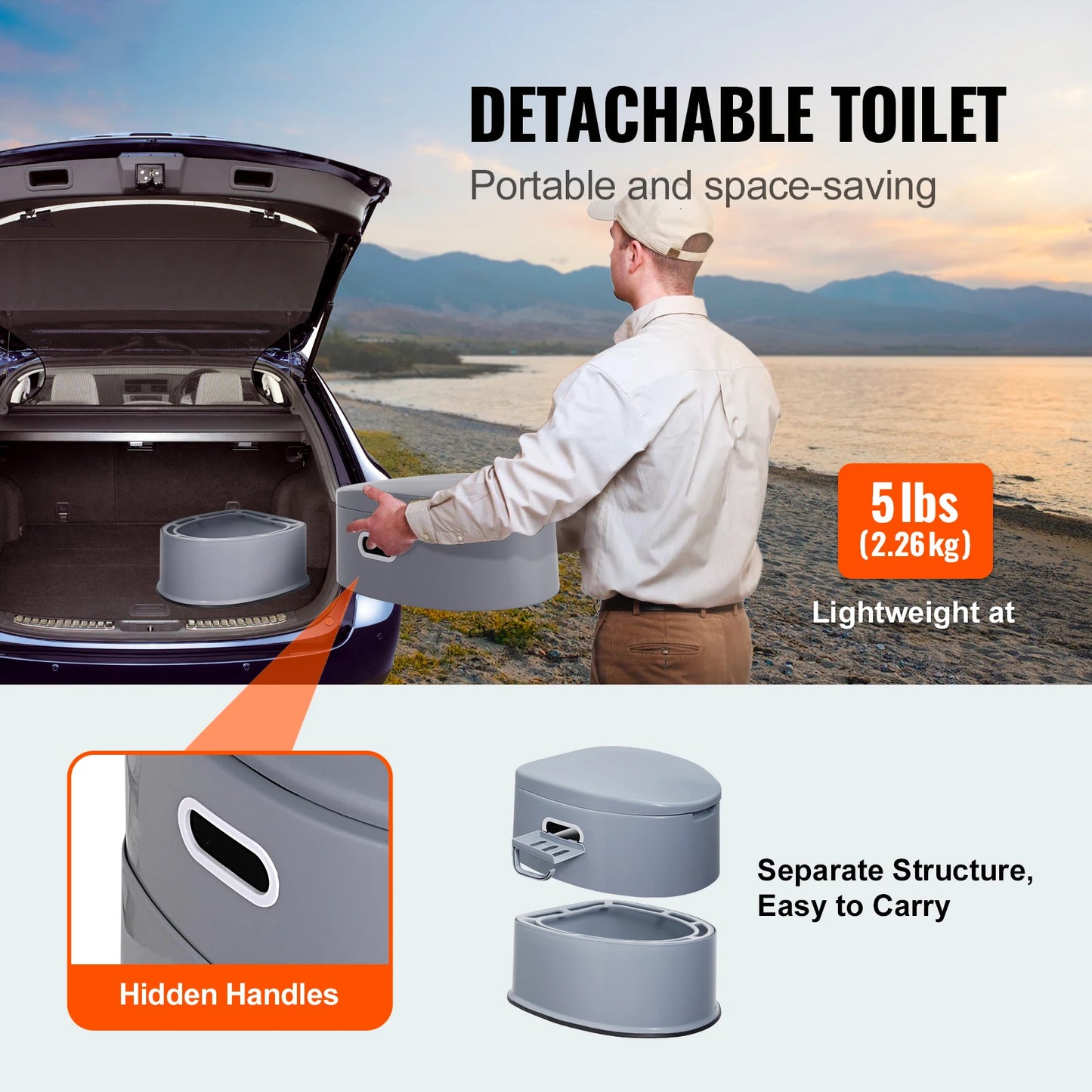 SucceBuy Portable Gravity Toilet For Outdoor Camping Travel